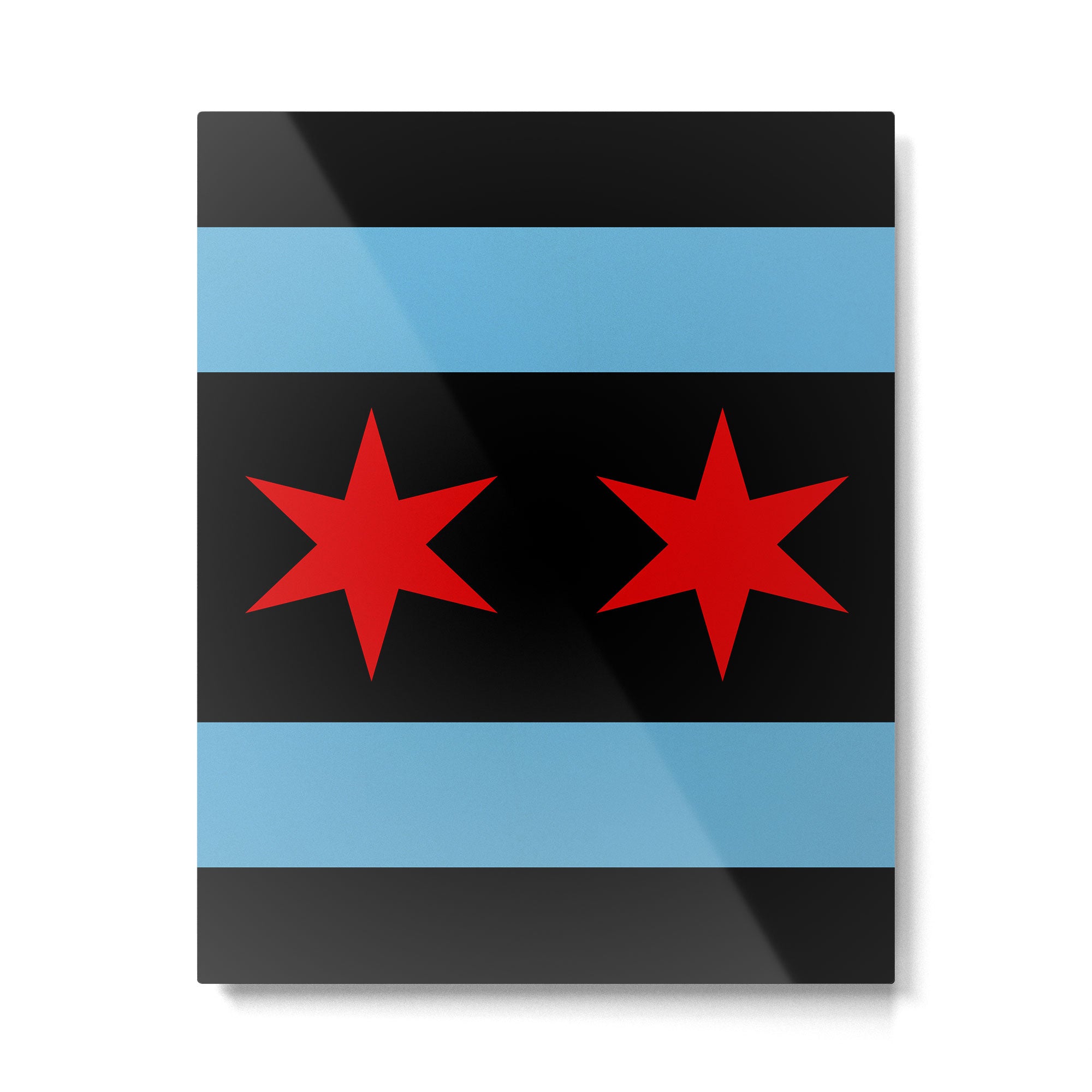 Black Chicago Flag Metal Print Gallery Image 4