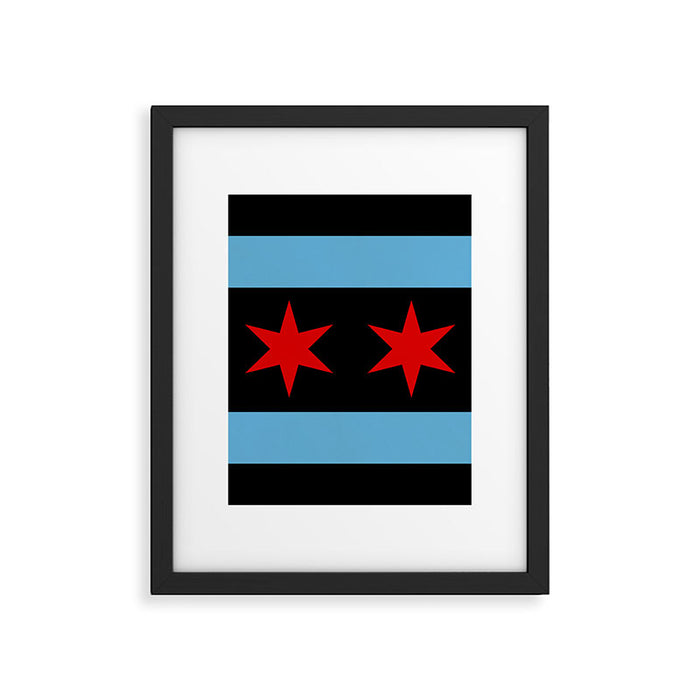 Black Chicago Flag Framed Art Print Gallery Image 1
