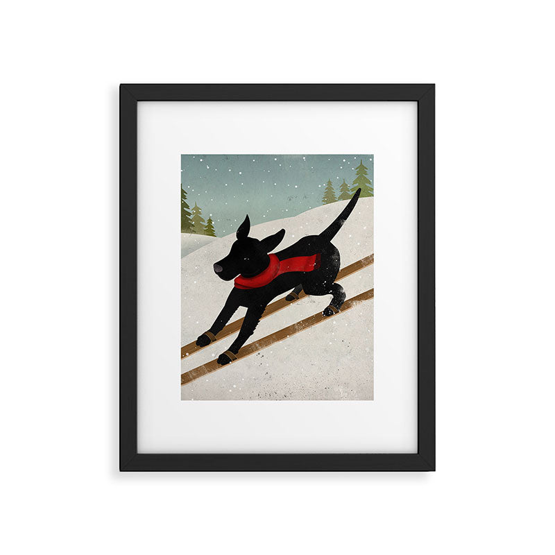 Black Dog Labrador Ski Mountain Framed Art Print Gallery Image 6