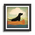 Black Lab Labrador Retriever Dog Canoe Ride Framed Art Print Gallery Image 1