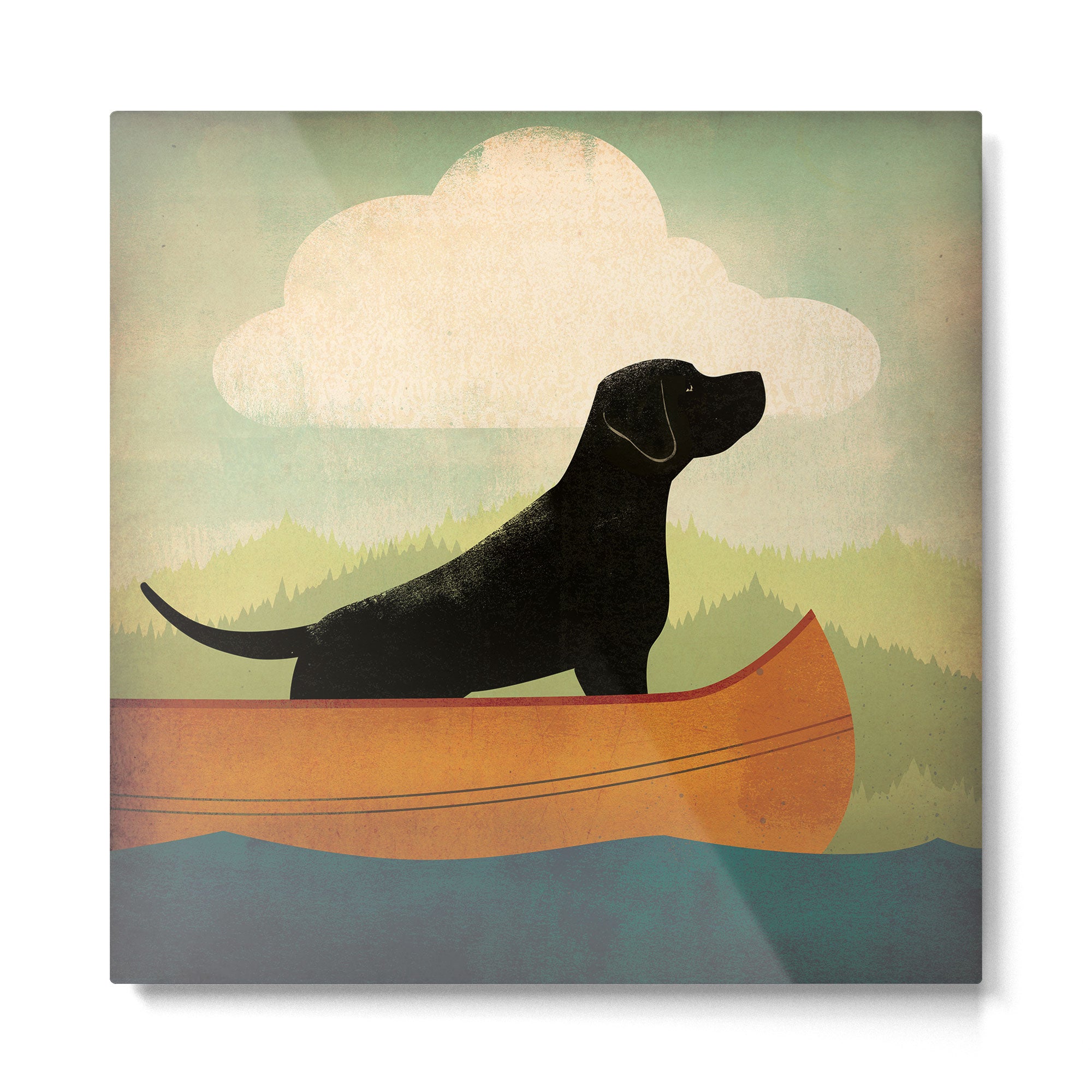 Black Lab Labrador Retriever Dog Canoe Ride Metal Print Gallery Image 2