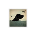 Black Lab Swim Dog Art Print Gallery Image 1