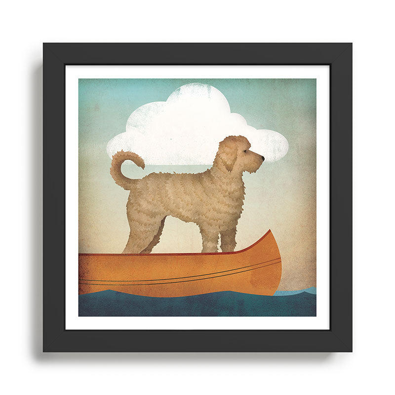Doodle Goldendoodle Labradoodle Canoe Fowler Framed Art Print Gallery Image 1