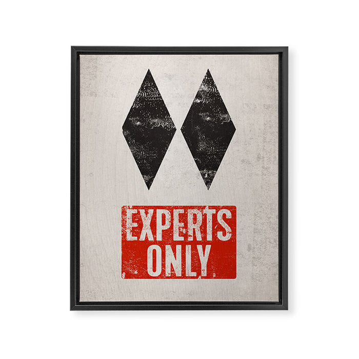Experts Only Ski Double Black Diamond Framed Canvas Print Gallery Image 1