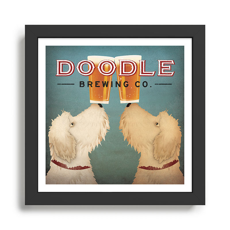 Goldendoodle Labradoodle Doodle Brewing Co. Beer Sign Framed Art Print Gallery Image 1