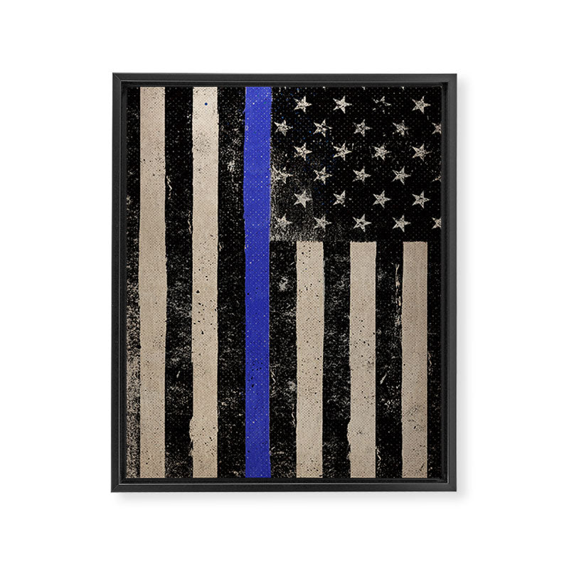 Thin Blue Line Police Flag First Responder USA Hero Framed Canvas Print Gallery Image 6