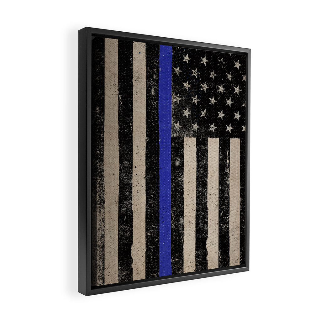 Thin Blue Line Police Flag First Responder USA Hero Framed Canvas Print Gallery Image 2