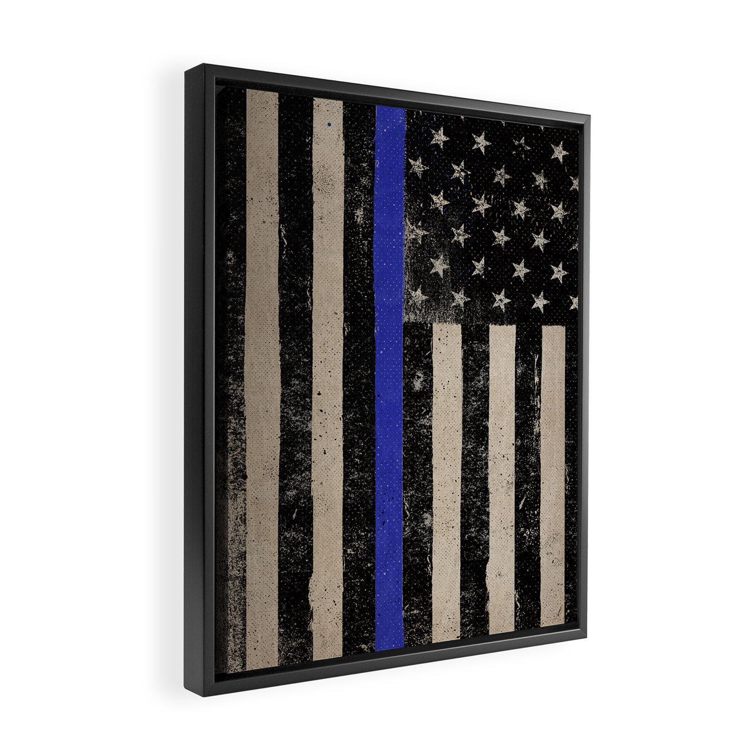 Thin Blue Line Police Flag First Responder USA Hero Framed Canvas Print Gallery Image 2