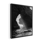 Sunrays Through The Arch. Del Medio Beach. At Sunrise. Bw Framed Canvas Print Gallery Image 2
