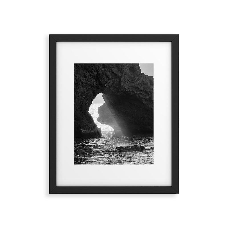 Sunrays Through The Arch. Del Medio Beach. At Sunrise. Bw Framed Art Print Gallery Image 6