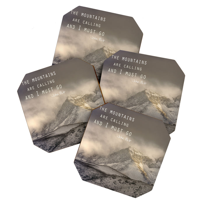 The Mountains are calling, and I must go.  John Muir. Vintage. Coaster Gallery Image 1