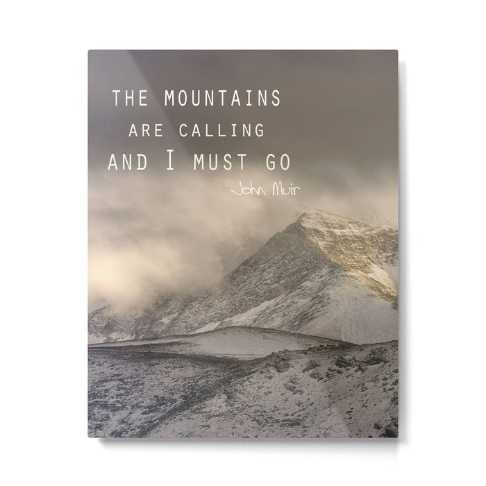 The Mountains are calling, and I must go.  John Muir. Vintage. Metal Print Gallery Image 1