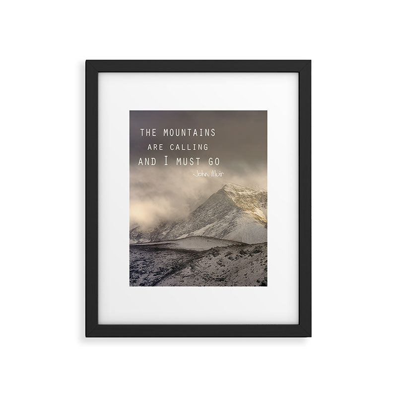 The Mountains are calling, and I must go.  John Muir. Vintage. Framed Art Print Gallery Image 4