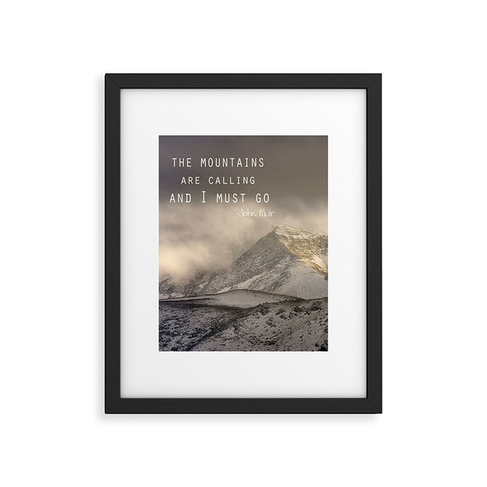 The Mountains are calling, and I must go.  John Muir. Vintage. Framed Art Print Gallery Image 1