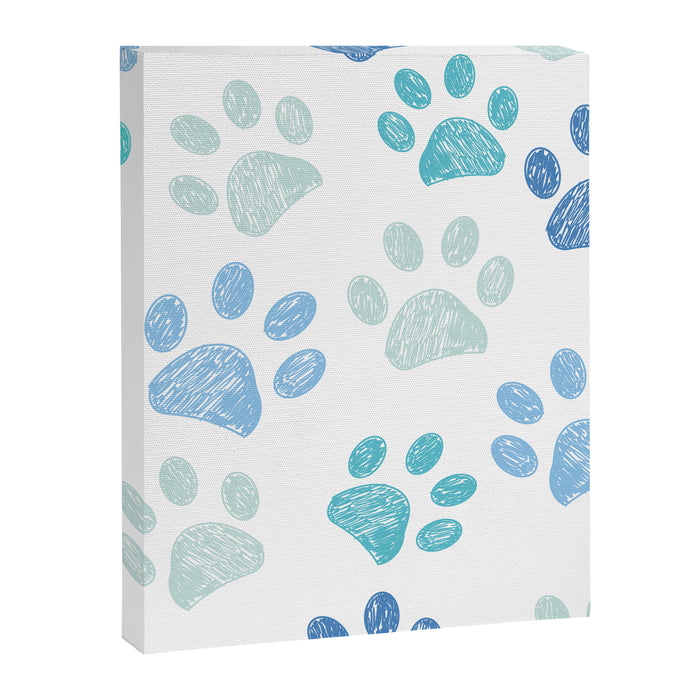 Blue colored paw print background Canvas Print Gallery Image 1