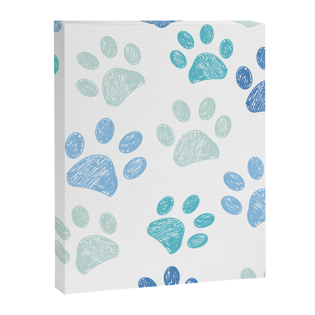 Blue colored paw print background Canvas Print Gallery Image 8