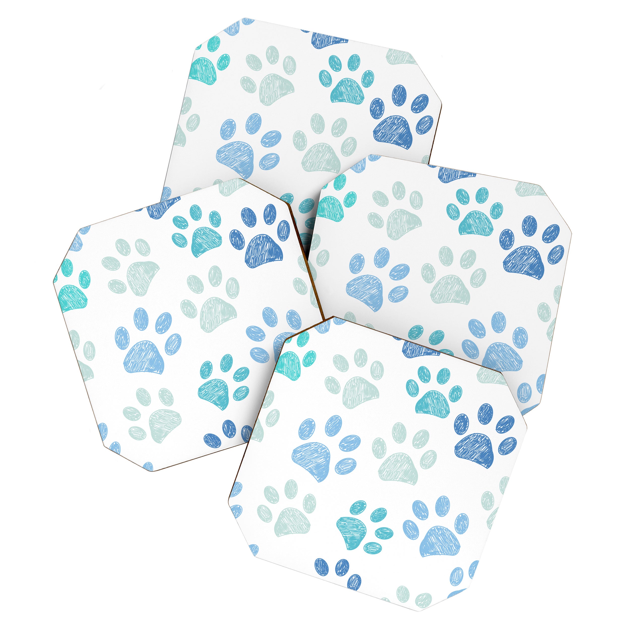 Blue colored paw print background Coaster Gallery Image 1