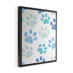 Blue colored paw print background Framed Canvas Print Gallery Image 2