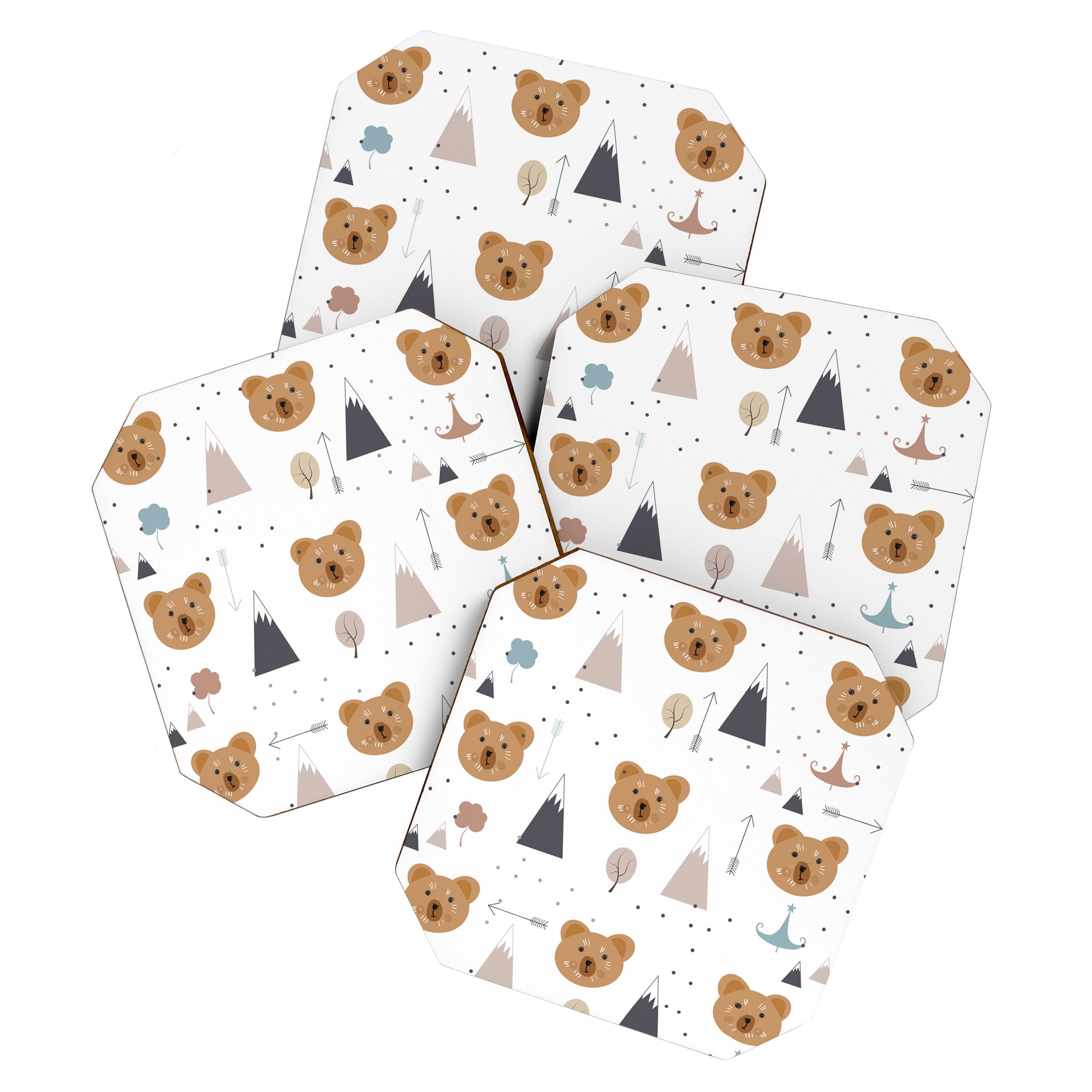 Seamless kids pattern with lovely cute bears and forest Coaster Gallery Image 1
