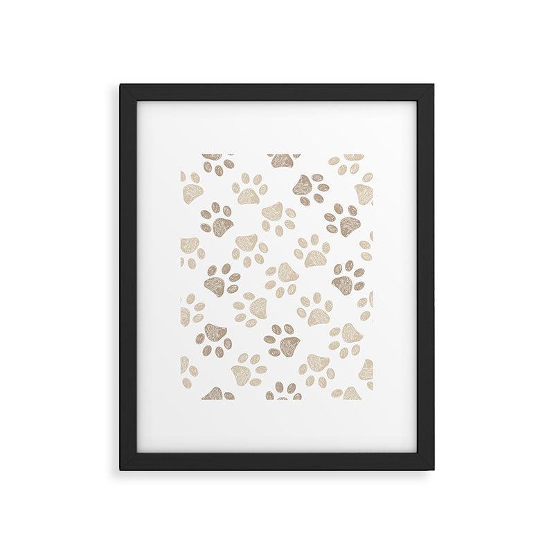 Seamless pattern for textile design. Seamless light brown colored paw print background Framed Art Print Gallery Image 6