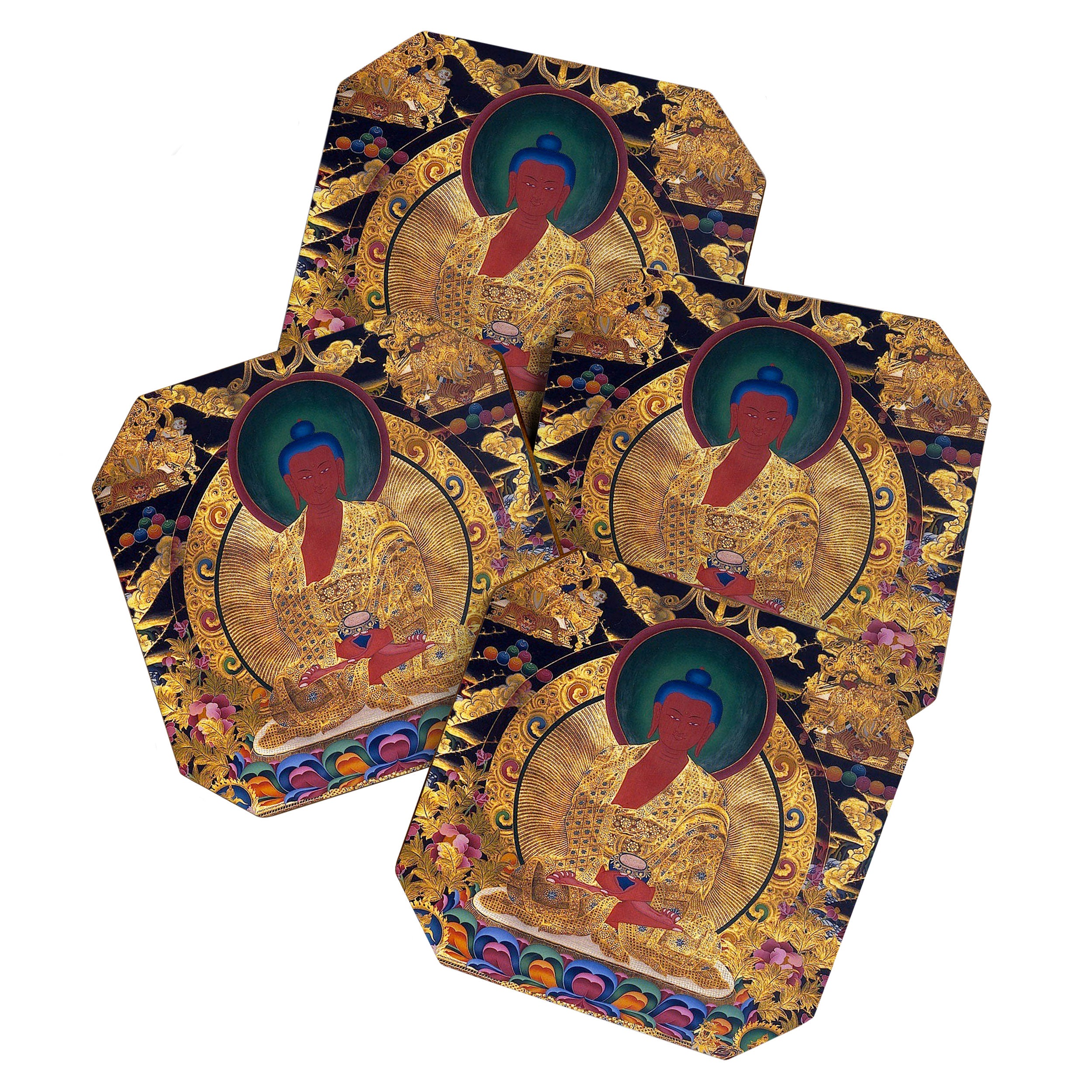 Amitabha Buddha Golden Shambala Thangka Coaster Gallery Image 1