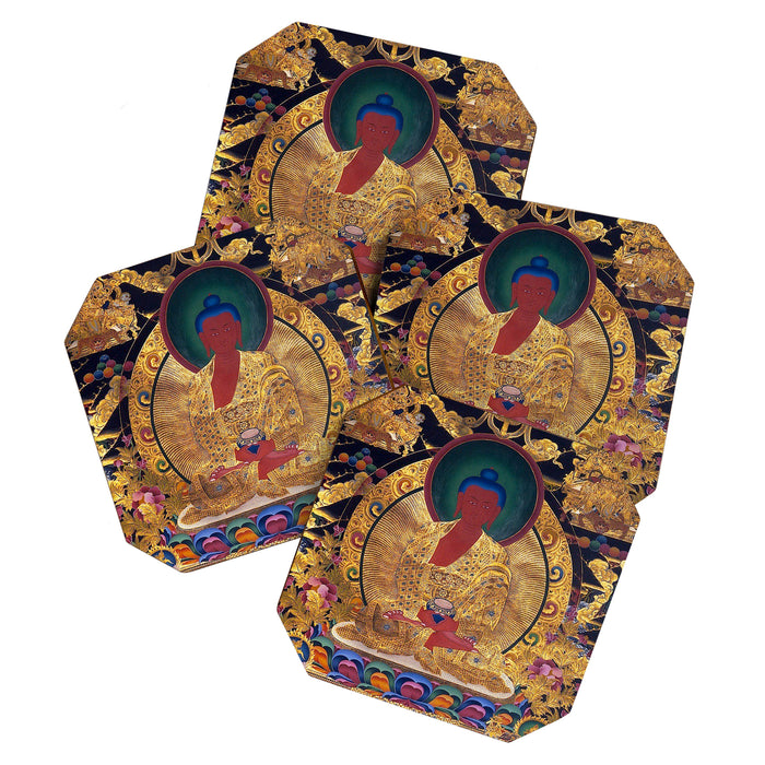 Amitabha Buddha Golden Shambala Thangka Coaster Gallery Image 1