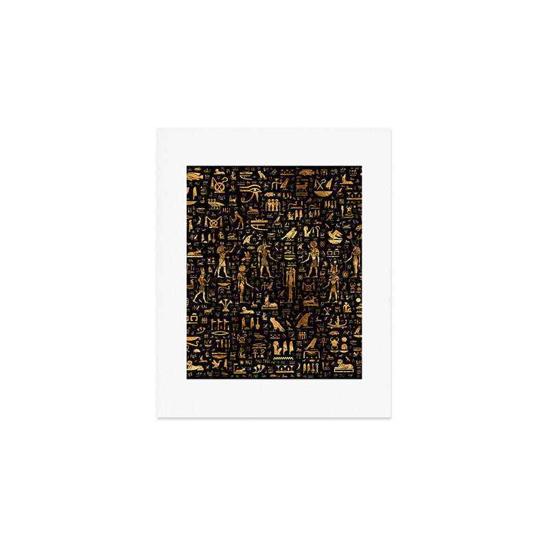 Ancient Egyptian Hieroglyphics Obsidian Copper Art Print Gallery Image 1
