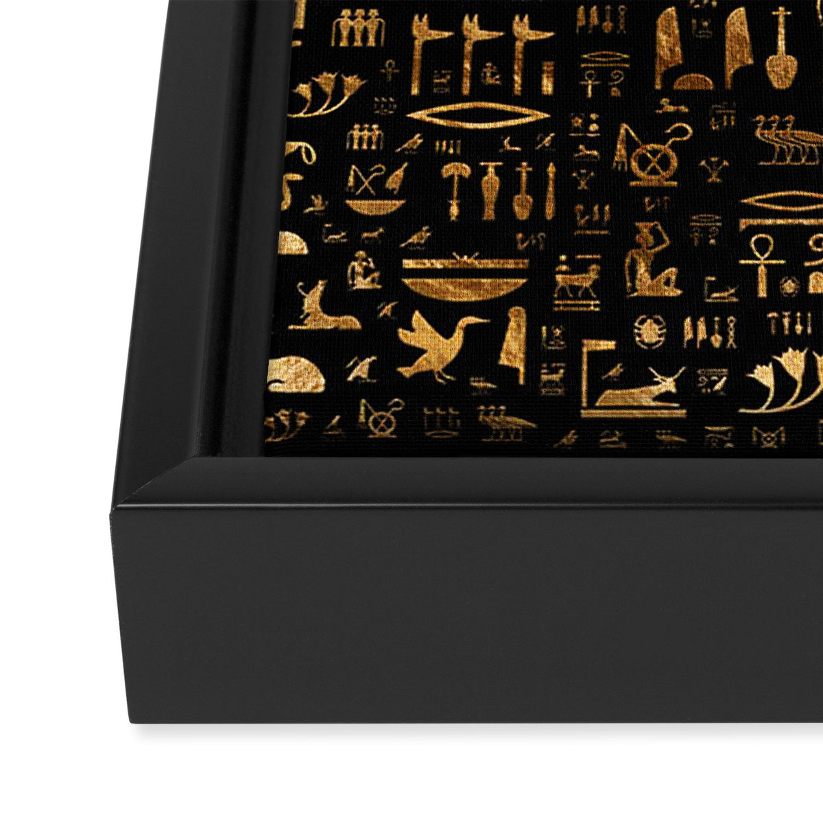 Ancient Egyptian Hieroglyphics Obsidian Copper Framed Canvas Print Gallery Image 3