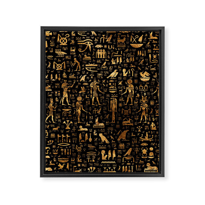 Ancient Egyptian Hieroglyphics Obsidian Copper Framed Canvas Print Gallery Image 8