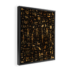 Ancient Egyptian Hieroglyphics Obsidian Copper Framed Canvas Print Gallery Image 2