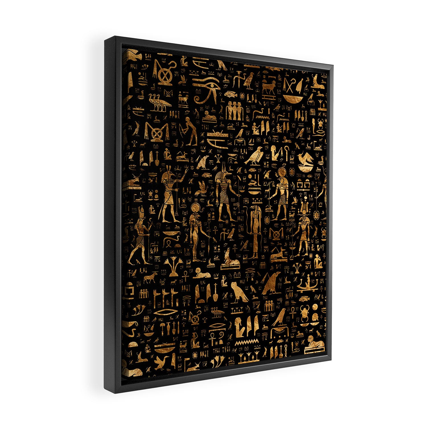 Ancient Egyptian Hieroglyphics Obsidian Copper Framed Canvas Print Gallery Image 2