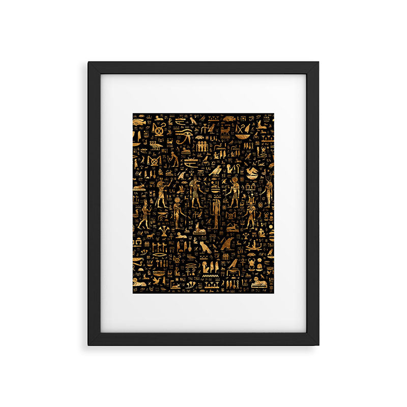 Ancient Egyptian Hieroglyphics Obsidian Copper Framed Art Print Gallery Image 6