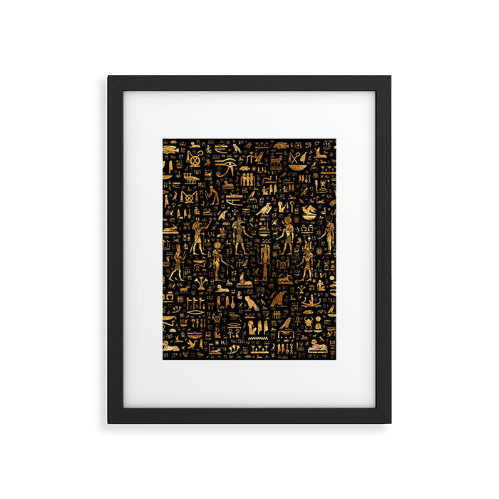 Ancient Egyptian Hieroglyphics Obsidian Copper Framed Art Print Gallery Image 1