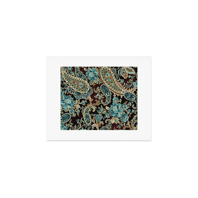 Brown Turquoise Paisley Floral Art Print Gallery Image 1
