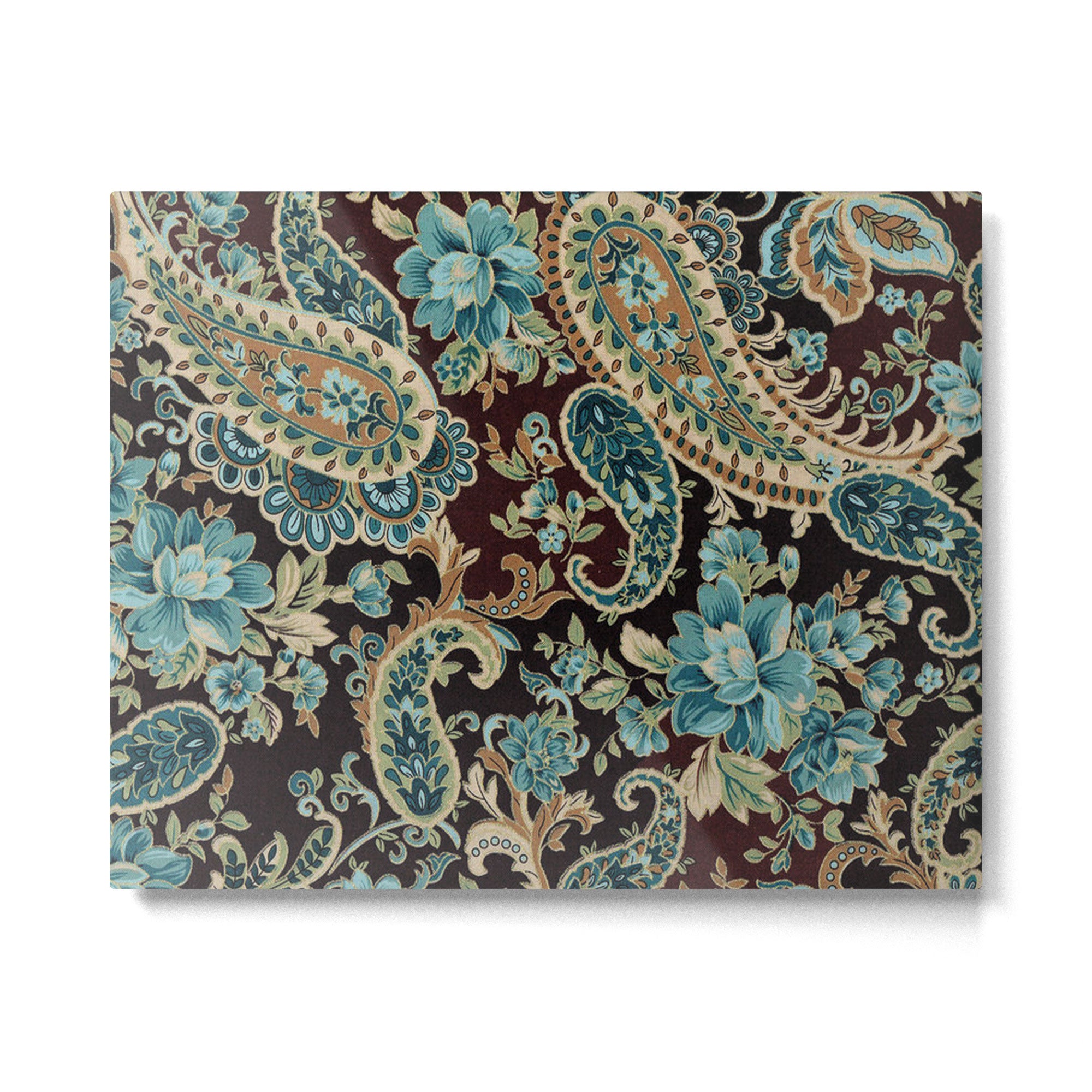 Brown Turquoise Paisley Floral Metal Print Gallery Image 6