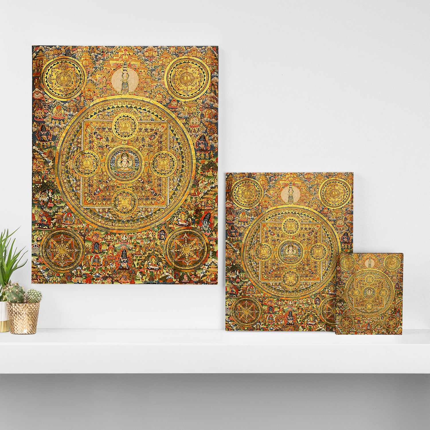 Buddhist Gold Avalokiteshvara Mandala Thangka Canvas Print Gallery Image 3