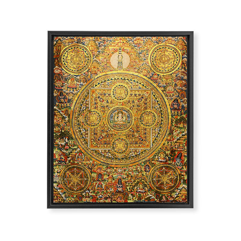 Buddhist Gold Avalokiteshvara Mandala Thangka Framed Canvas Print Gallery Image 3