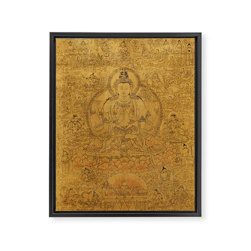 Buddhist Thangka Avalokiteshvara Shadakshari-Lokeshvara Framed Canvas Print Gallery Image 8