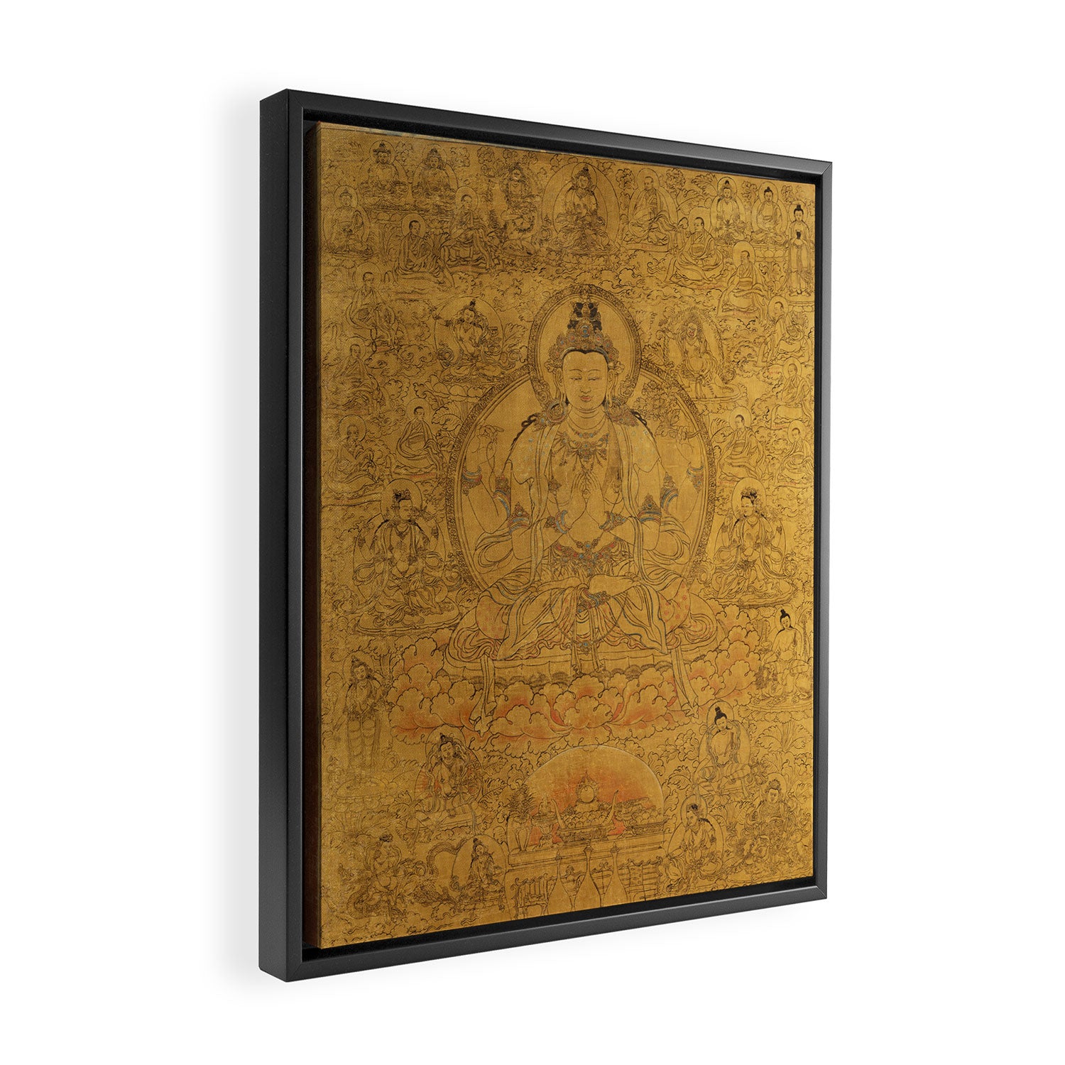 Buddhist Thangka Avalokiteshvara Shadakshari-Lokeshvara Framed Canvas Print Gallery Image 2
