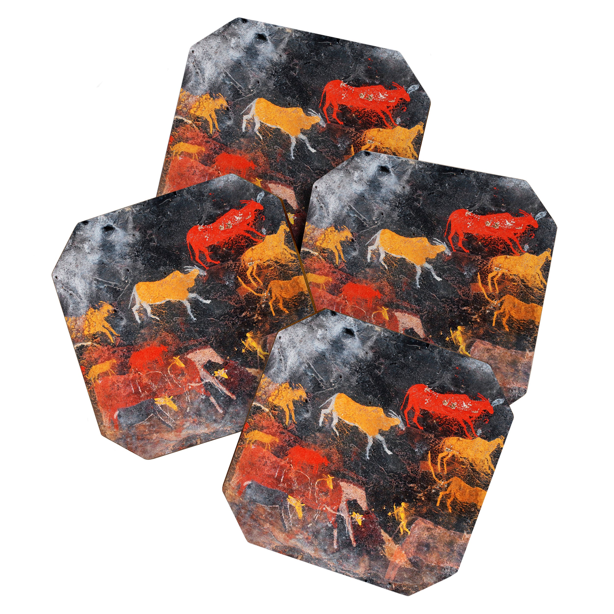 Cave Art Lascaux Deer Hunt Coaster Gallery Image 1