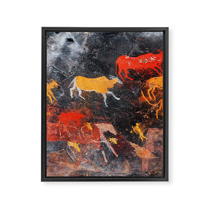 Cave Art Lascaux Deer Hunt Framed Canvas Print Gallery Image 6