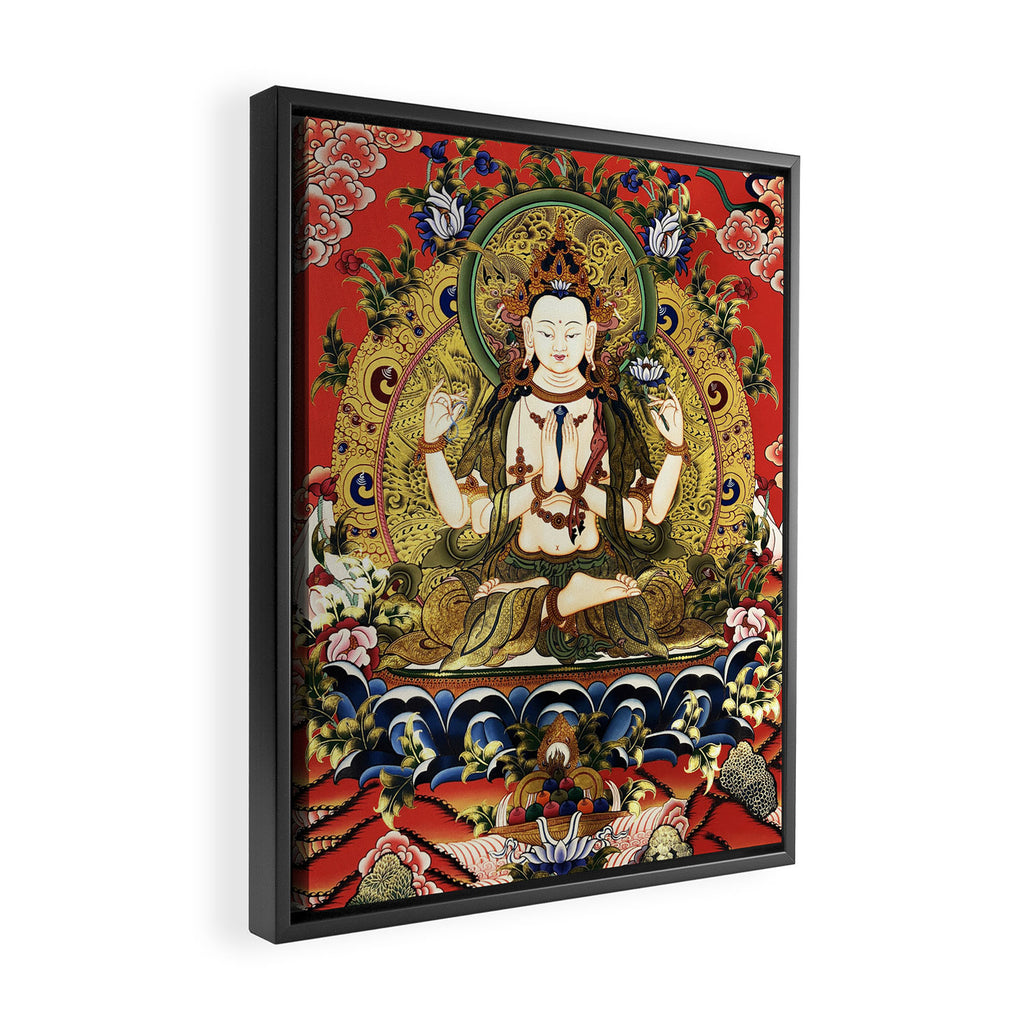 Chenrezig Bodhisattva Tibetan Buddha Framed Canvas Print Gallery Image 2