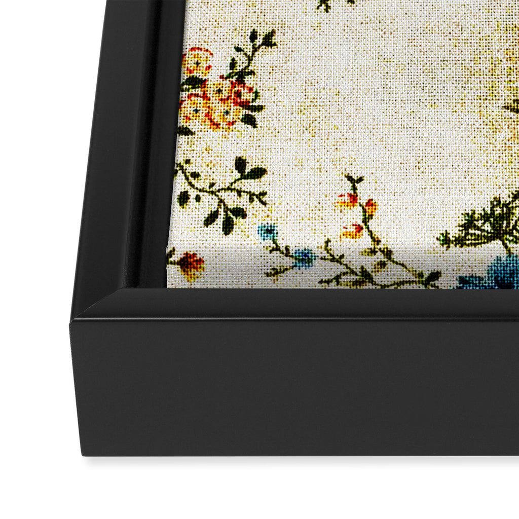 Cream Blue Yellow Floral Framed Canvas Print Gallery Image 3