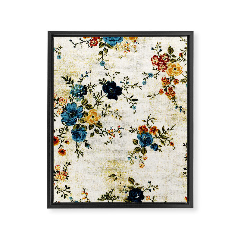 Cream Blue Yellow Floral Framed Canvas Print Gallery Image 8
