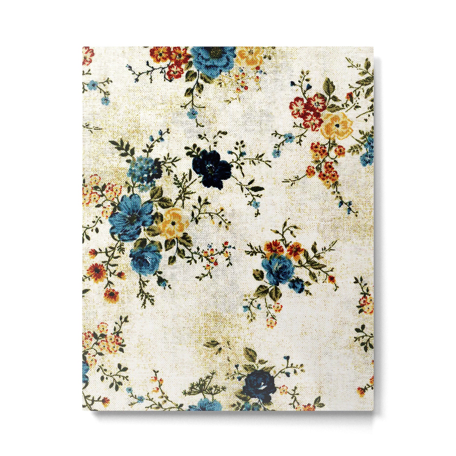 Cream Blue Yellow Floral Metal Print Gallery Image 6