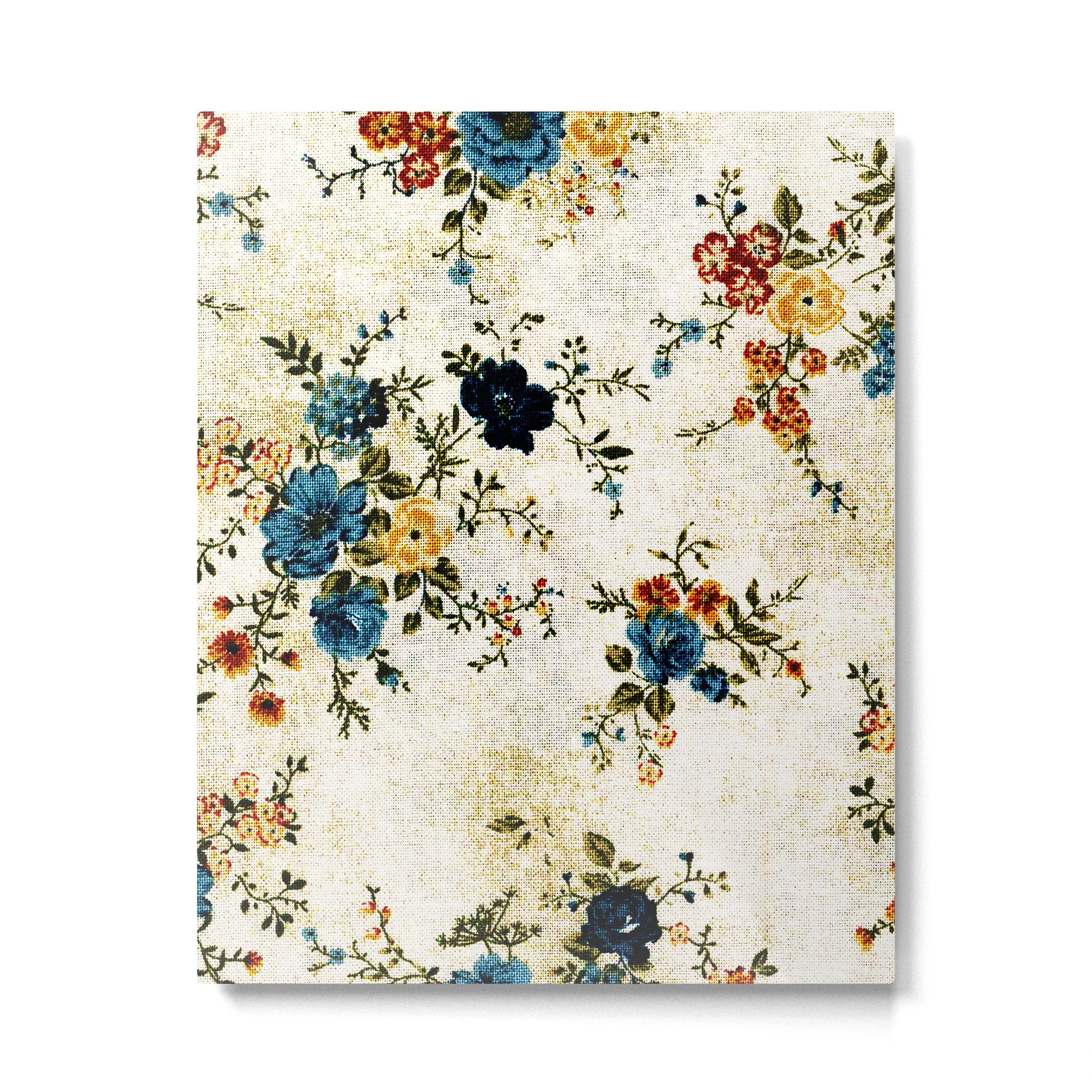 Cream Blue Yellow Floral Metal Print Gallery Image 6