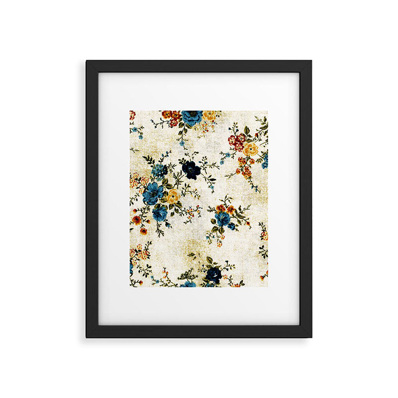 Cream Blue Yellow Floral Framed Art Print Gallery Image 6