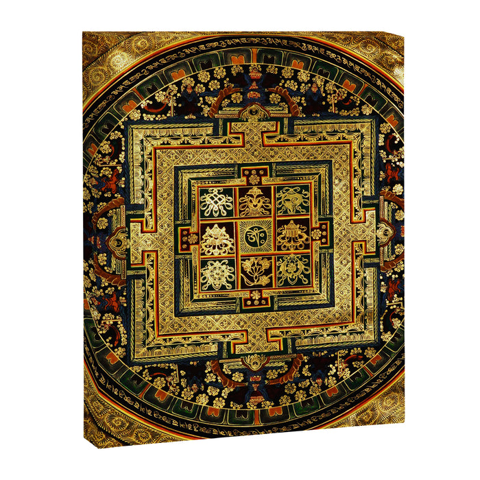 Gold Buddhist Psychedelic Mandala Canvas Print Gallery Image 1