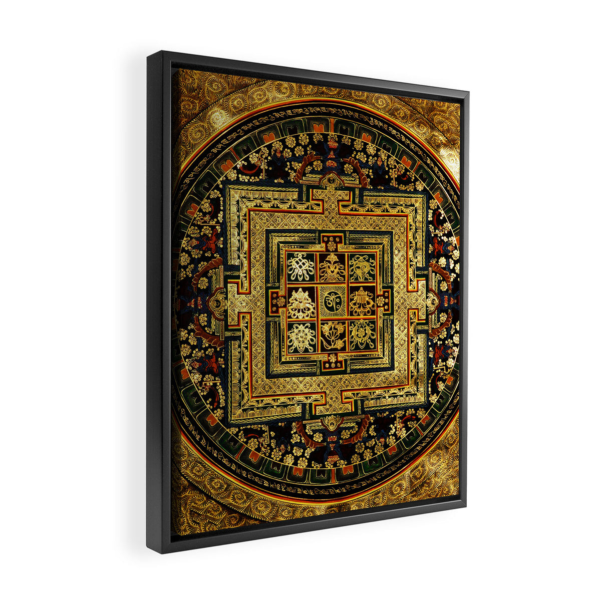 Gold Buddhist Psychedelic Mandala Framed Canvas Print Gallery Image 2