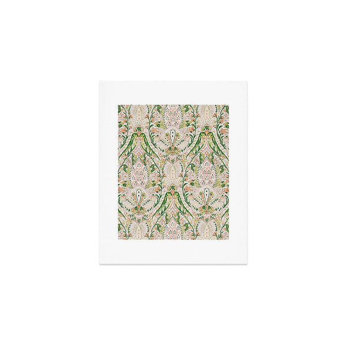 Green Pink Leaf Flower Paisley Art Print Gallery Image 1